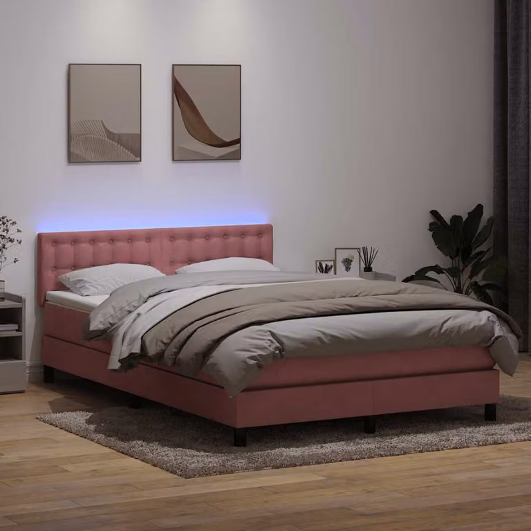 Maison Exclusive - Letto a Molle con Materasso e LED Rosa 160x210 cm in Velluto