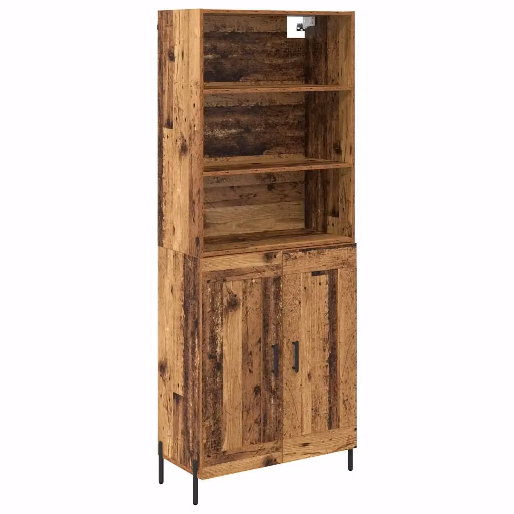 Credenza moderna vidaXL in legno e metallo marrone con ante a battente e ripiani interni L: 69,5 cm, P: 32,5 cm, H: 180 cm – 2