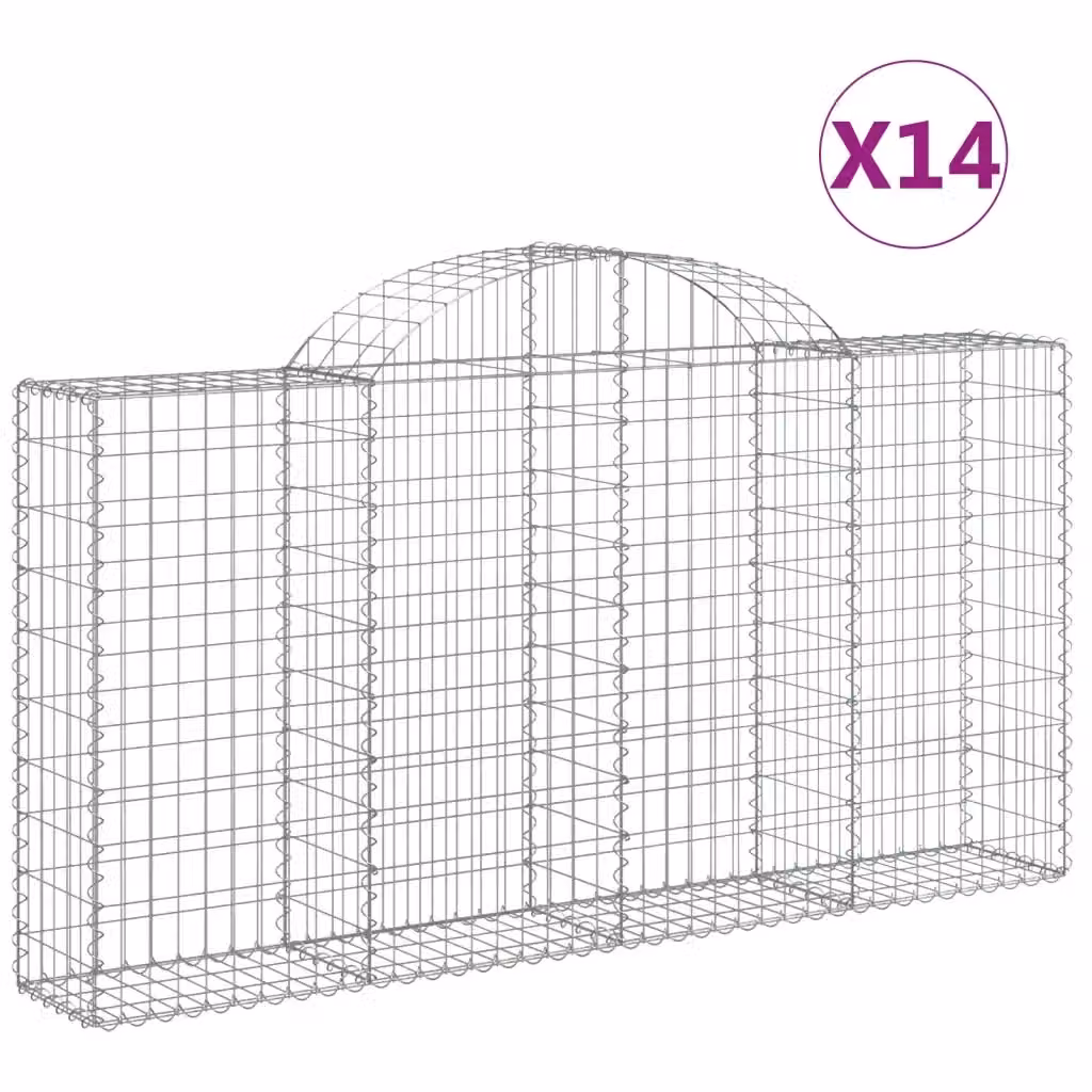 Set di 14 Cesti Gabbioni ad Arco Videx in Acciaio Zincato Argento L: 200 cm, P: 30 cm, H: 100/120 cm – 2