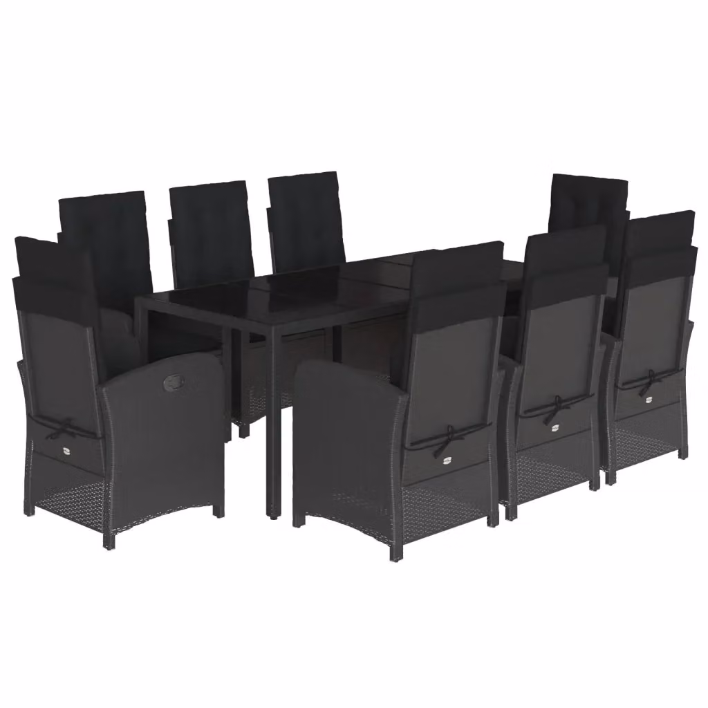 Set da pranzo da giardino vidaXL in polyrattan nero con 9 pezzi e cuscini – 2