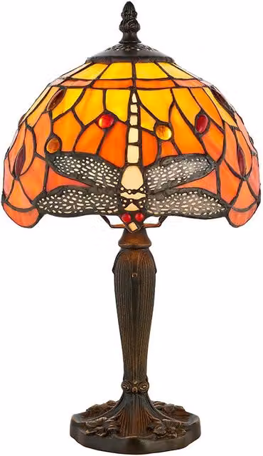 Lampada da tavolo Tiffany Dragonfly Flame rossa E14 40W
