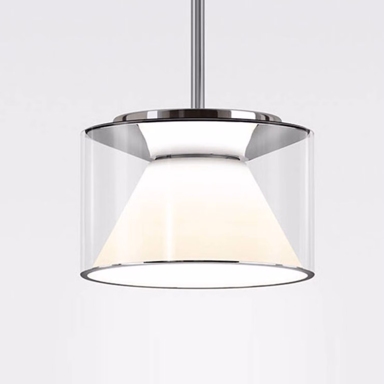 Serien Lighting Lampada a sospensione Drum M, dimmerabile, Chiaro / Trasparente, Soggiorno / Sala da pranzo, Vetro, Moderno, Lampada a sospensione