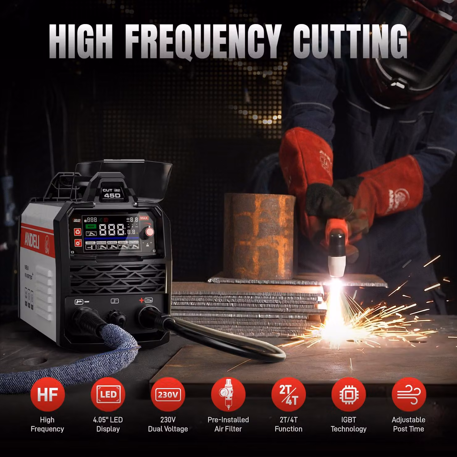 Macchina per taglio al plasma CUT-45D - 45A - Saldatrice portatile