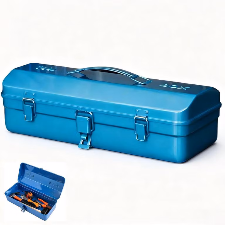 Custodia per attrezzi, dimensioni 37x16x12 cm, in metallo, con maniglia e sistema di chiusura, ideale per utensili