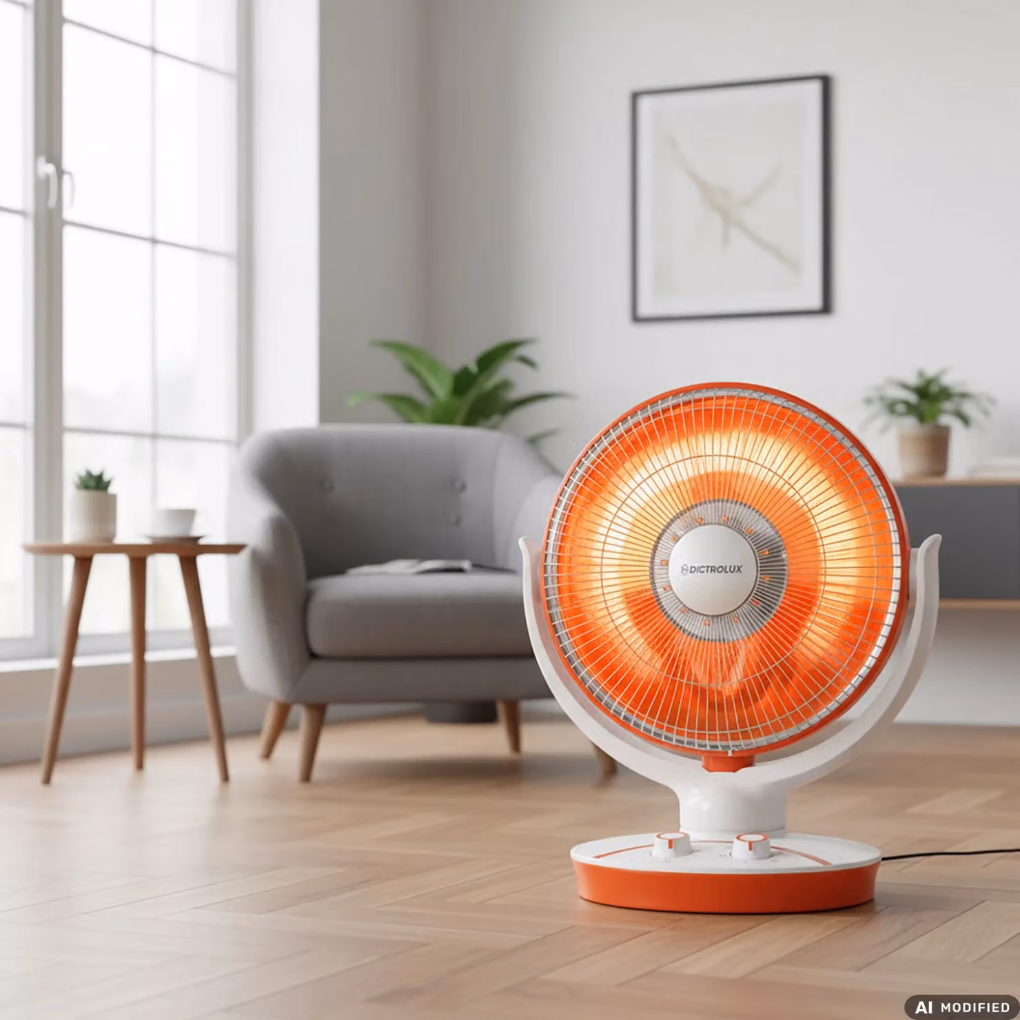 Stufa a infrarossi al carbonio Dictrolux Elide Compact da 1100W con protezione antiribaltamento e struttura autoportante, L: 43 cm, P: 30 cm, H: 43 cm – 2