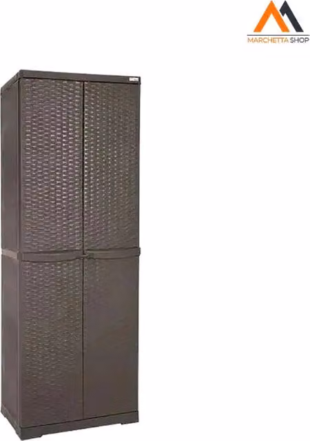 Armadio alto Trioplast Rattan Wenge marrone con ripiani interni e serratura L: 65 cm, P: 45 cm, H: 178 cm