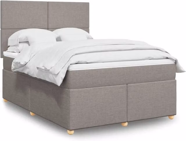 Letto Ibrido vidaXL con Giroletto a Molle e Materasso in Tessuto, L/P/H: 140 x 200 x 150,5 cm, Colore Grigio, Beige e Bianco