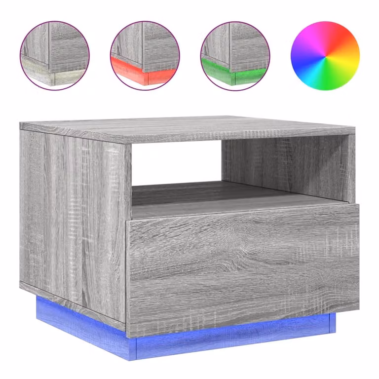 Tavolino da Soggiorno con Luci LED Grigio Sonoma 50x49x40 cm