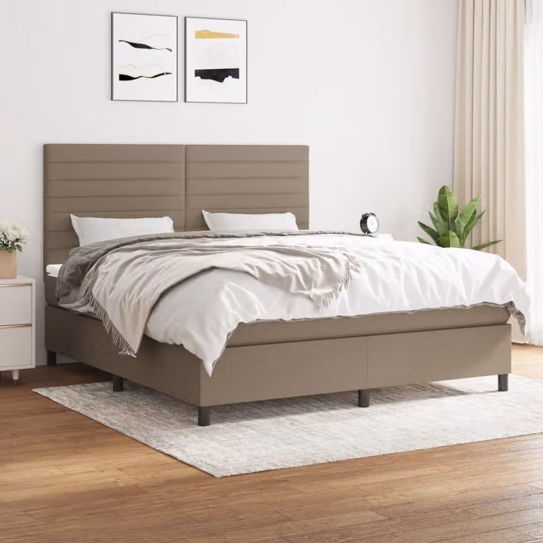 vidaXL Letto Ibrido con Giroletto a Molle e Materasso a Tasche in Tessuto, Grigio e Beige, L/P: 180 x 200 cm