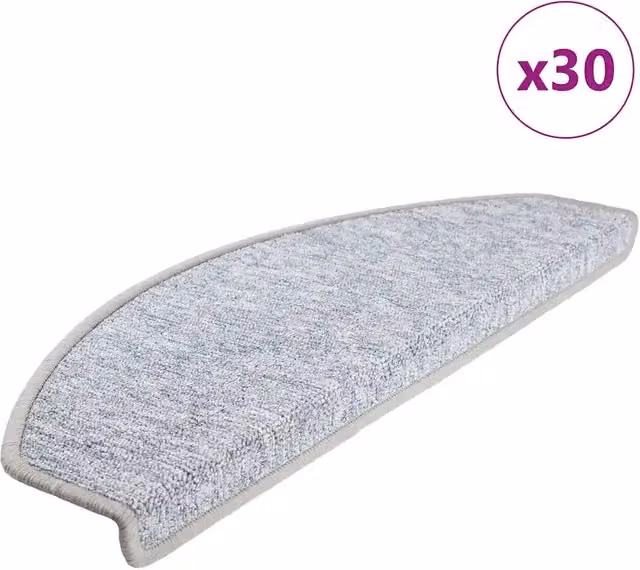 Set di 30 tappetini per scale autoadesivi vidaXL grigi, antiscivolo e fonoassorbenti in polipropilene, L: 65 cm x P: 40 cm x H: 4 cm