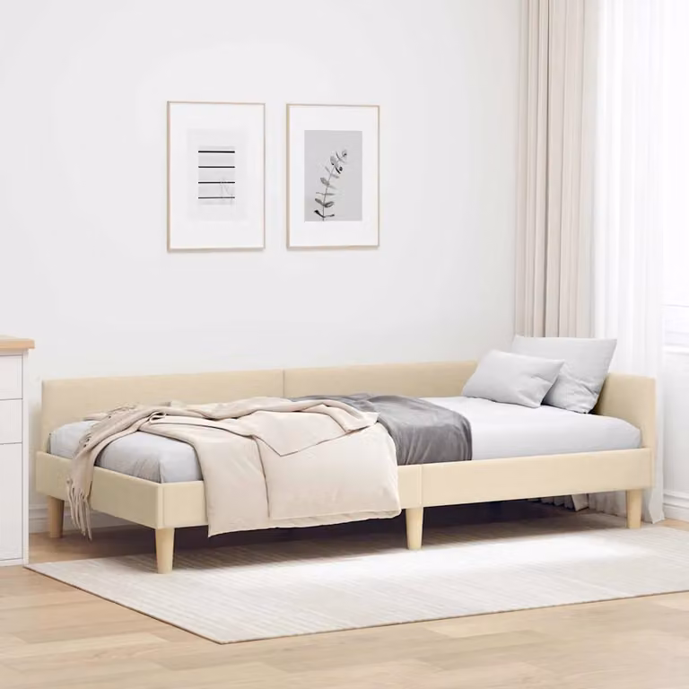 vidaXL Cornice del letto ad angolo Crema 100 x 200 cm Tessuto