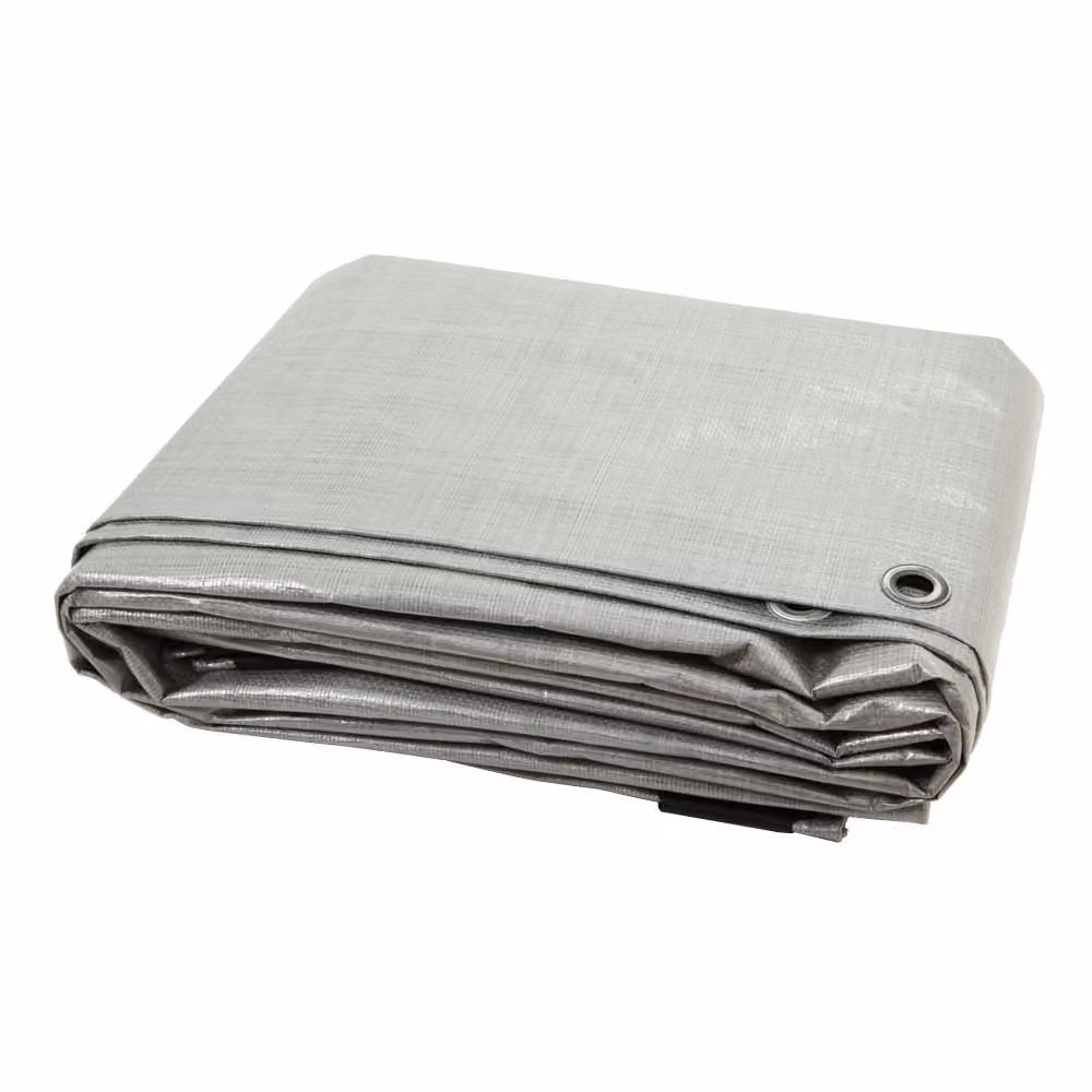 Telo protettivo da 160 g/m², colore argento, dimensioni 6 x 8 metri, impermeabile. Telo con occhielli, adatto per uso industriale, edile, nautico, per piscine, camion, legno, imbarcazioni, campeggio. Venduto al metro. Adatto per sabbiera, mobili da estern
