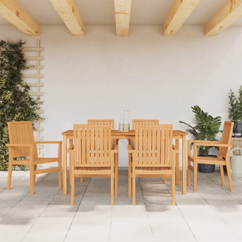 Set da pranzo da giardino vidaXL in legno di teak marrone composto da 7 pezzi