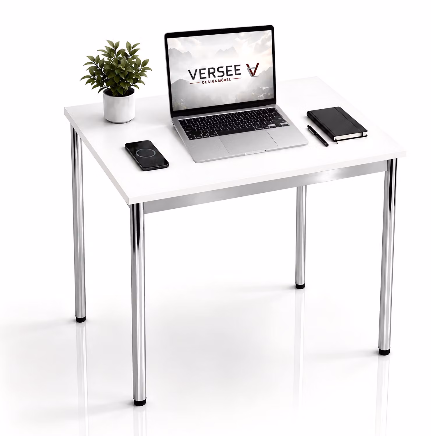 Scrivania / tavolo da conferenza VERSEE VST1 100x100 cm bianco - regolabile in altezza, stabile