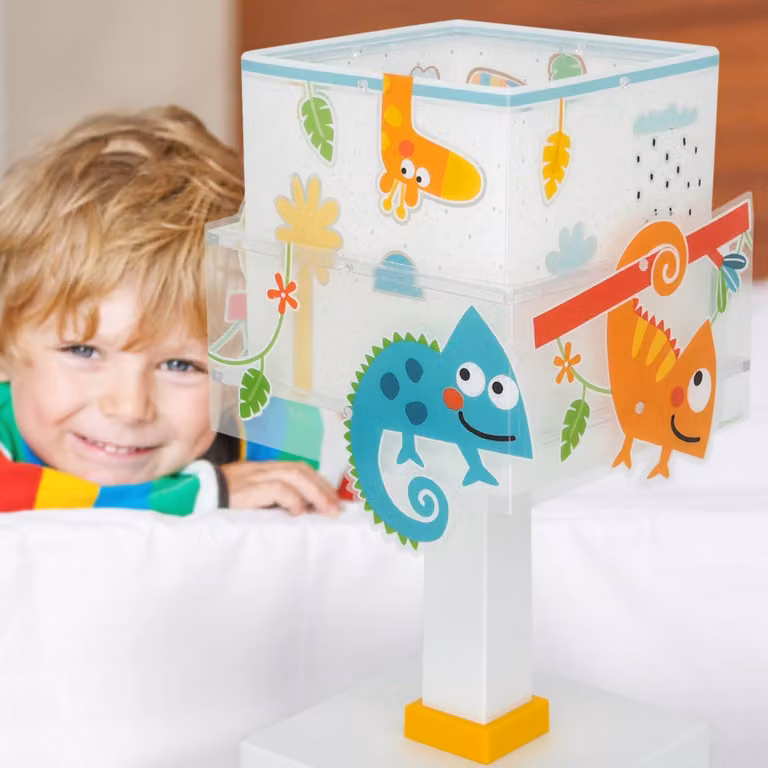 Dalber Lampada da tavolo Happy Jungle, Bianco / Opale, Cameretta, Plastica, Lampada da tavolo