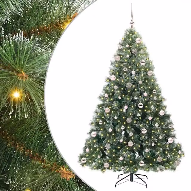 Albero di Natale Artificiale-Albero Natalizio con 300 LED Verde 210 cm PE e PVC 431908