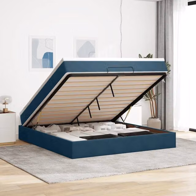 Struttura Letto Pouf con Materasso 180x200 cm in Velluto 3311205