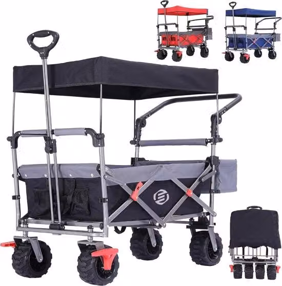 Carrello Bolder - Carrello Opnebbio - Carrello a Ruote Girevoli - Carrello con Multipli Livelli - Carrello per Spiaggia