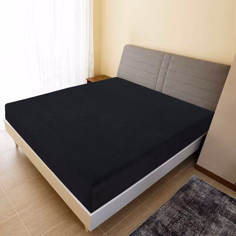 Set di 2 lenzuola con angoli in jersey di cotone traspirante vidaXL, Nero, L/P: 140 x 200 cm