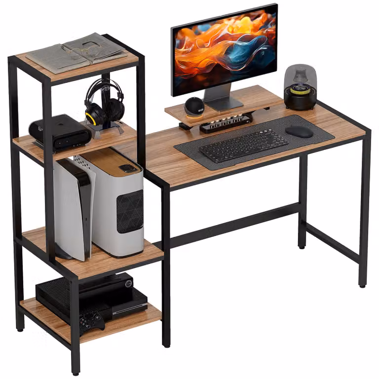Scrivania per computer HOMCOM con supporto per monitor, supporto per CPU e ripiano per stampante