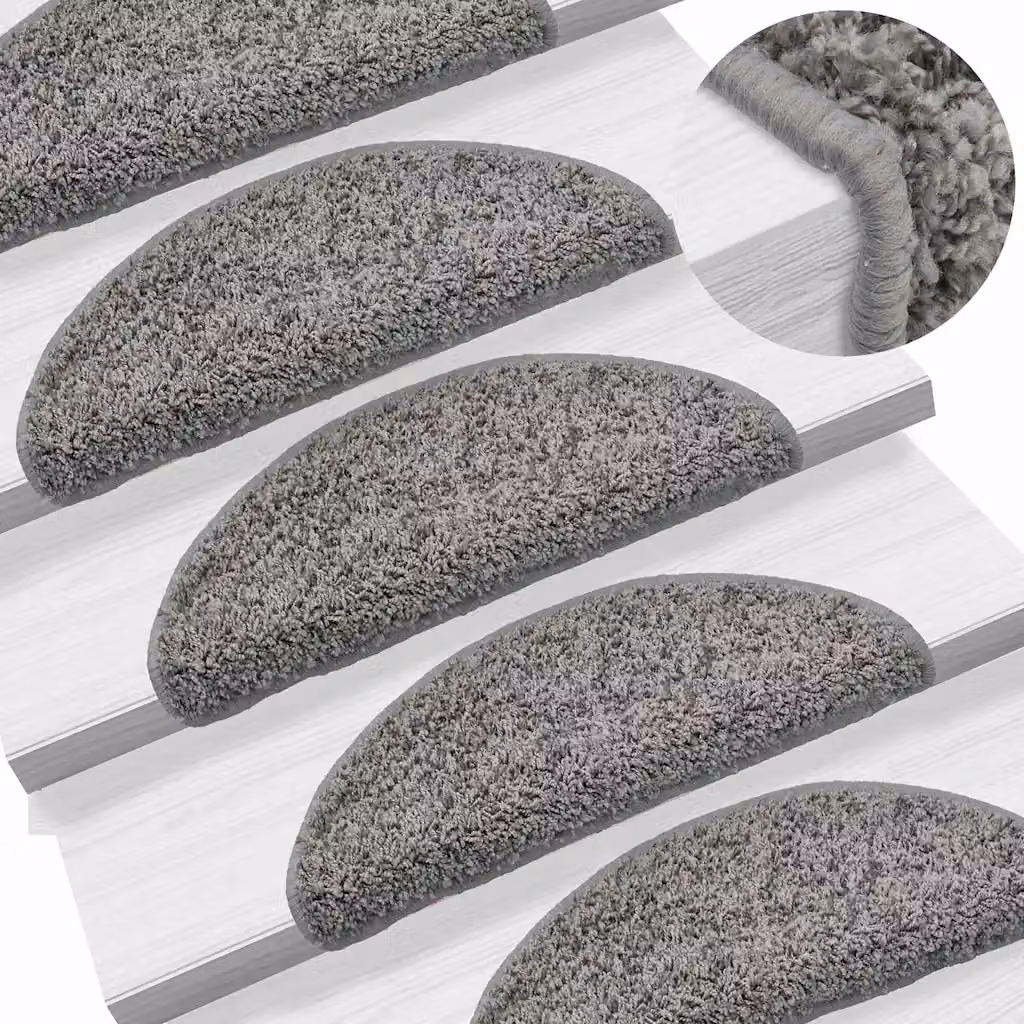 Set di 10 tappetini per scale semicircolari vidaXL in polipropilene grigio, L 56 cm x P 17 cm x H 3 cm