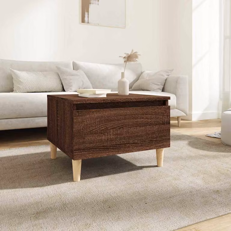 vidaXL Tavolino da Salotto in Legno Marrone Stile Scandinavo L: 50 cm, P: 46 cm, H: 35 cm