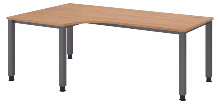 Scrivania bümö Serie Q - Struttura: grafite, finitura: noce, dimensioni: scrivania angolare 200 x 120 cm