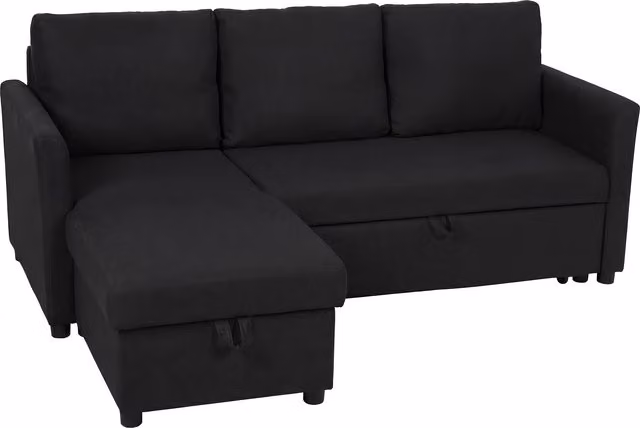 HOMCOM Divano Letto Angolare Effetto Lino con Vano Portaoggetti a Scomparsa, 192x148x86 cm, Grigio Antracite   Aosom Italy