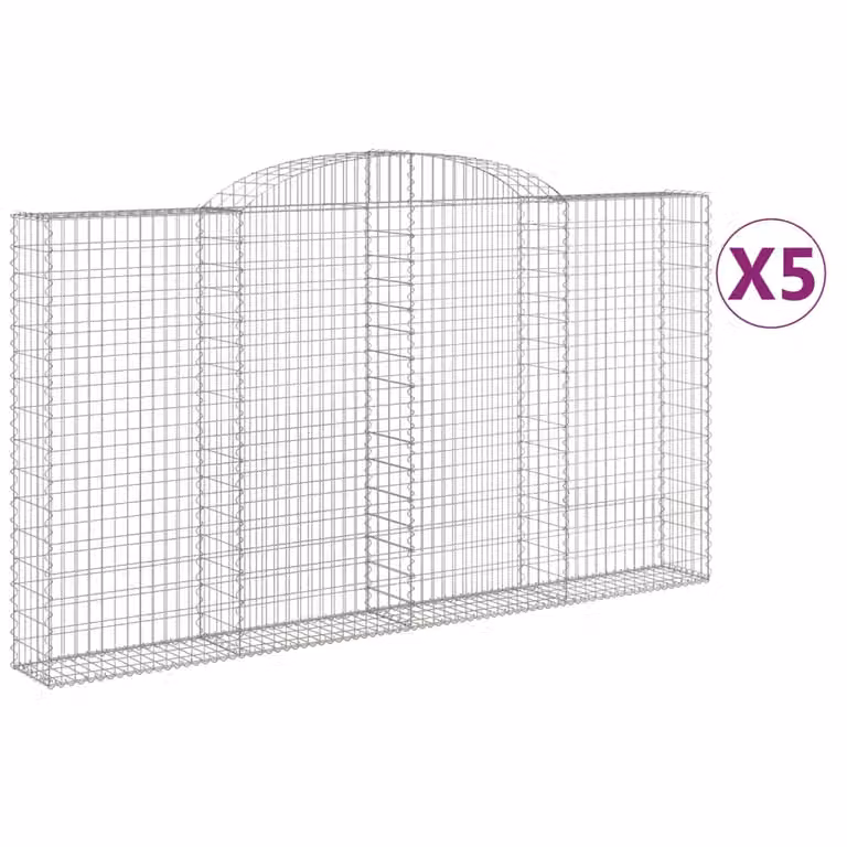 Cesti Gabbioni ad Arco 5 pz 300x30x160/180 cm Ferro Zincato