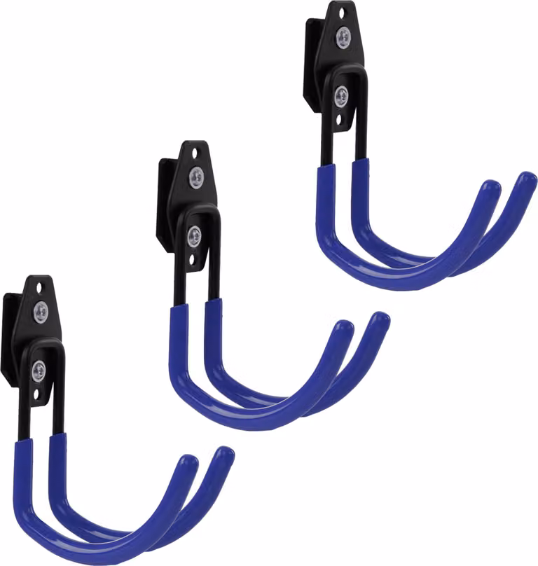 Set di 3 ganci portautensili BOTLE per sistema di valigette Qbrick per utensili, a forma di U 11 cm, stabili con rivestimento in PVC, per garage, capanni, officine, ganci per seghe a mano e seghe da giardino, ganci doppi, portata fino a 30 kg