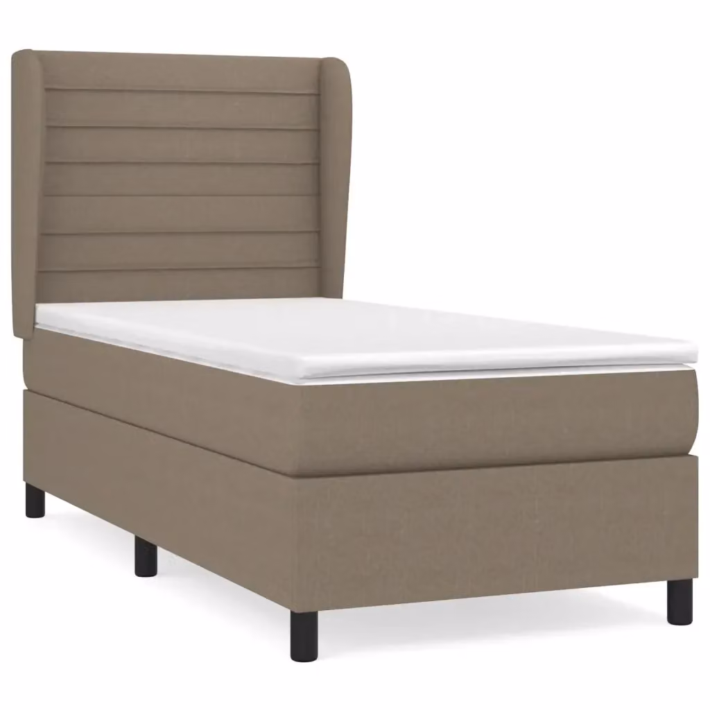 Letto Ibrido vidaXL con Giroletto a Molle e Materasso in Tessuto Beige e Bianco L/P: 90 x 190 cm – 2