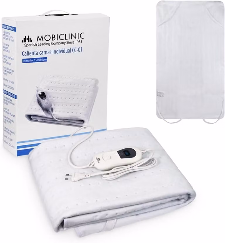 Coperta elettrica, adatta per letti singoli, con consumi molto bassi, marca europea, lavabile, con temperatura regolabile su 3 livelli, con controllo della temperatura, dimensioni 150 x 80 cm