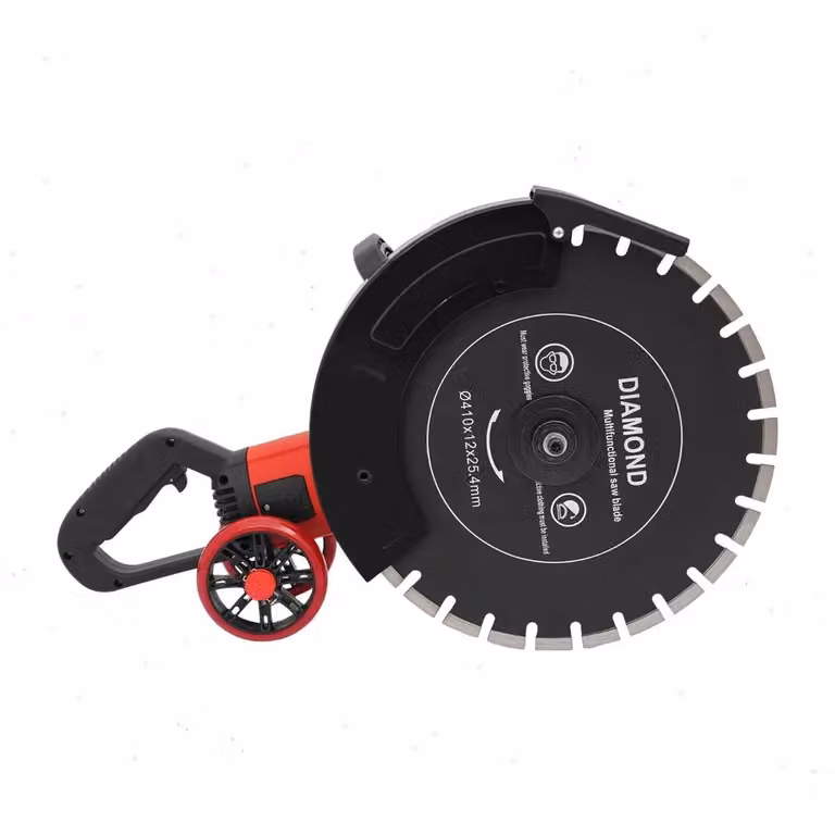 Tagliatrice per calcestruzzo - Sega elettrica per calcestruzzo e tagliatura di giunti - Motore da 4000 W - Disco diamantato da 410 mm - Profondità di taglio di 165 mm - 3000 giri/min - Pompa d'acqua per taglio a umido con riduzione della polvere - Colore:
