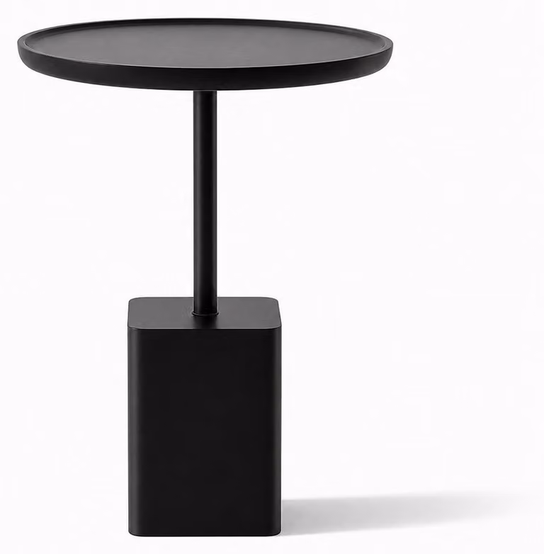 Tavolino di servizio, stile moderno, colore nero, nuovo, comodo, pratico, forma rotonda