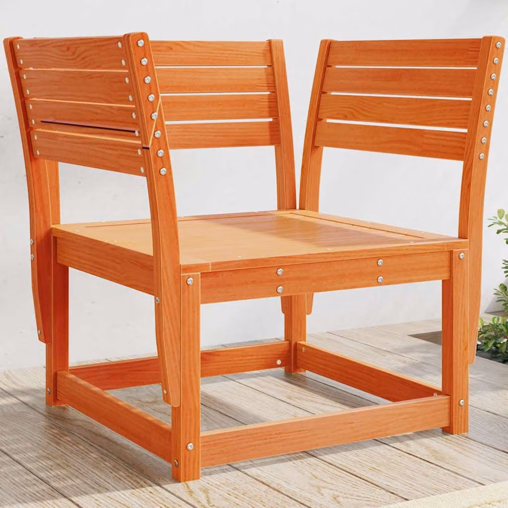Sedia da giardino vidaXL in legno di pino massello con braccioli, colore marrone cera, stile rustico