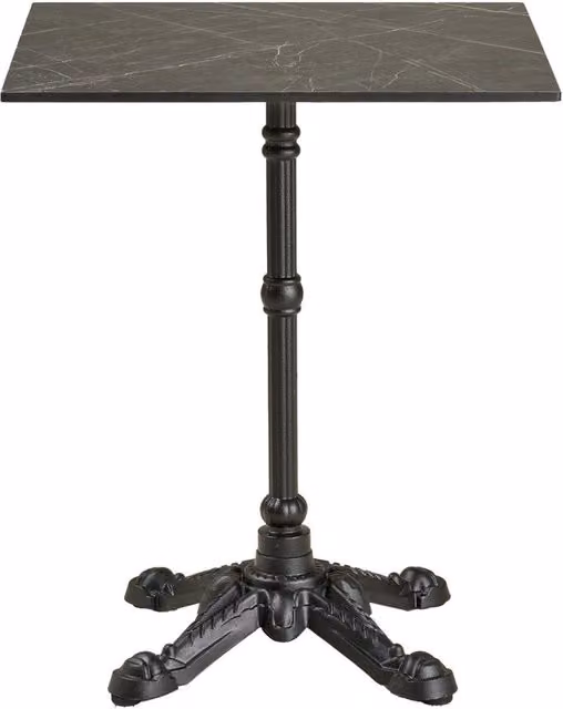 Tavolino bistrot in ghisa effetto marmo grigio scuro con base ornamentale nera