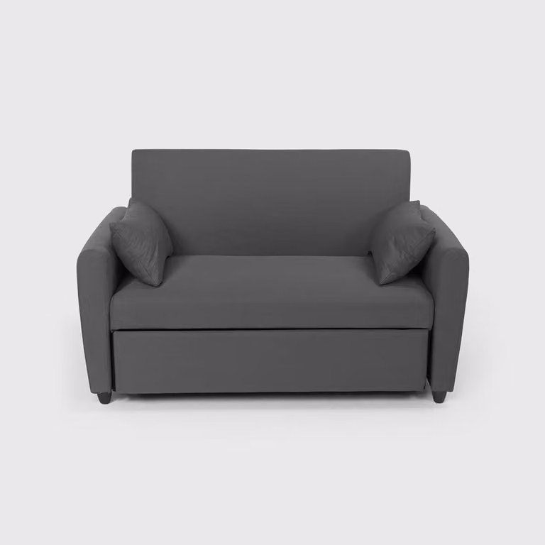 Divano letto a 2 posti allungabile Porto Rico, design moderno in tessuto - Grigio scuro