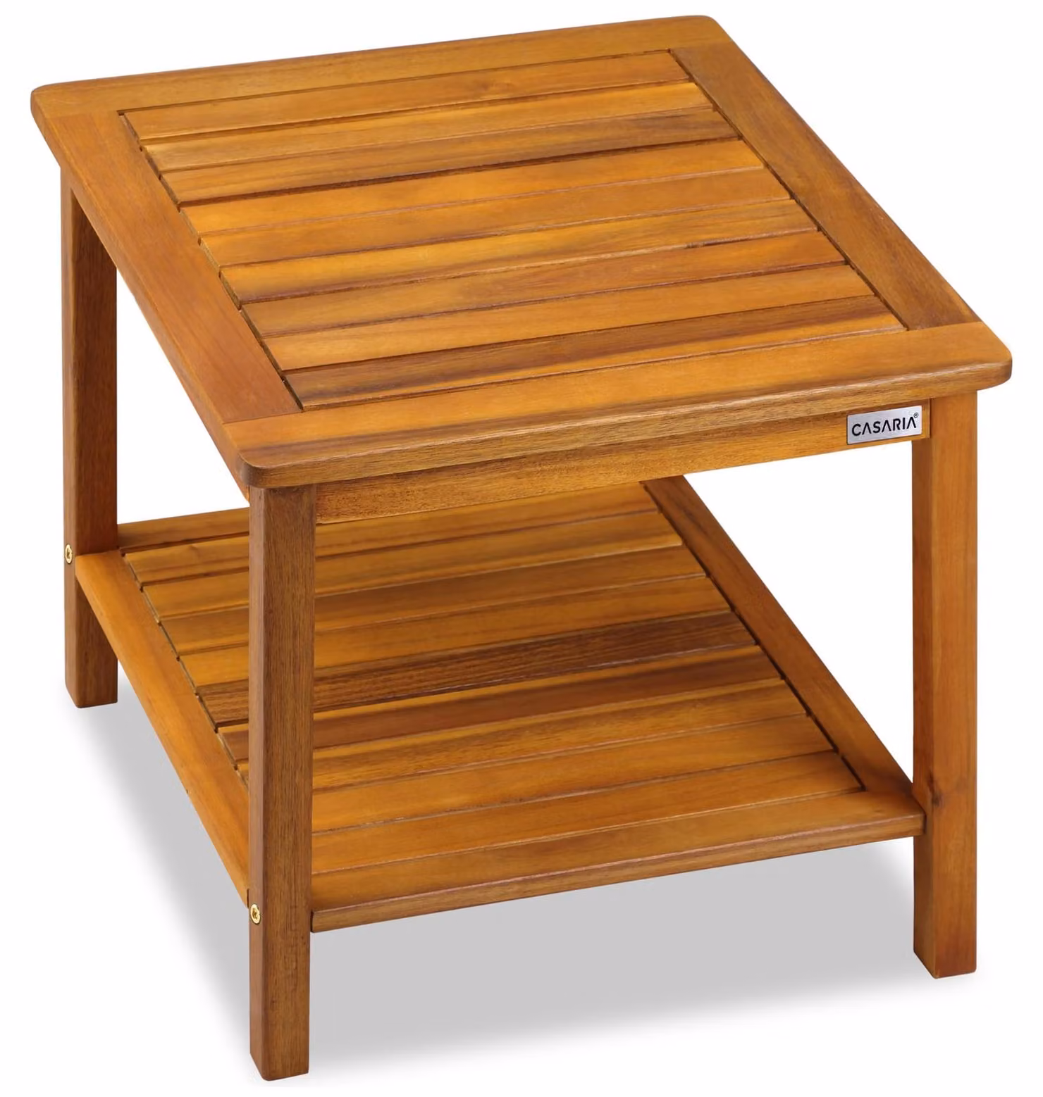 Tavolino d'appoggio - Legno di acacia - 45 x 45 x 45 cm - Due ripiani - Tavolino da balcone e giardino