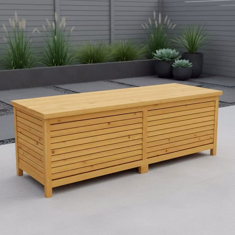 Cassapanca da giardino in legno marrone Scatola per cuscini Scatola per cuscini da giardino terrazza all'aperto