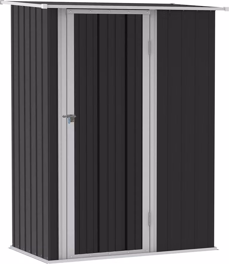 Capanno Per Attrezzi Casetta Da Giardino Casetta Per Attrezzi Con Porta Da Esterno In Acciaio Grigio Scuro 142 X 84 X 189 Cm