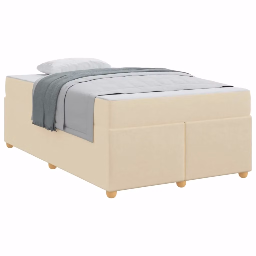 Letto moderno vidaXL con struttura imbottita e materasso a molle, L/P/H: 200 x 120 x 66 cm, Beige e Nero – 2