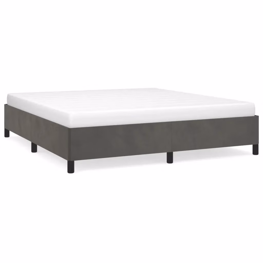 Struttura Letto Design Mania in Velluto Grigio con Giroletto, L/P/H: 160 x 200 x 35 cm – 2