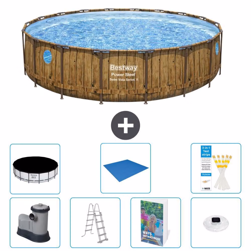 Bestway Power Steel, piscina rotonda - 549x122 cm - composta da 6 parti, modello S596