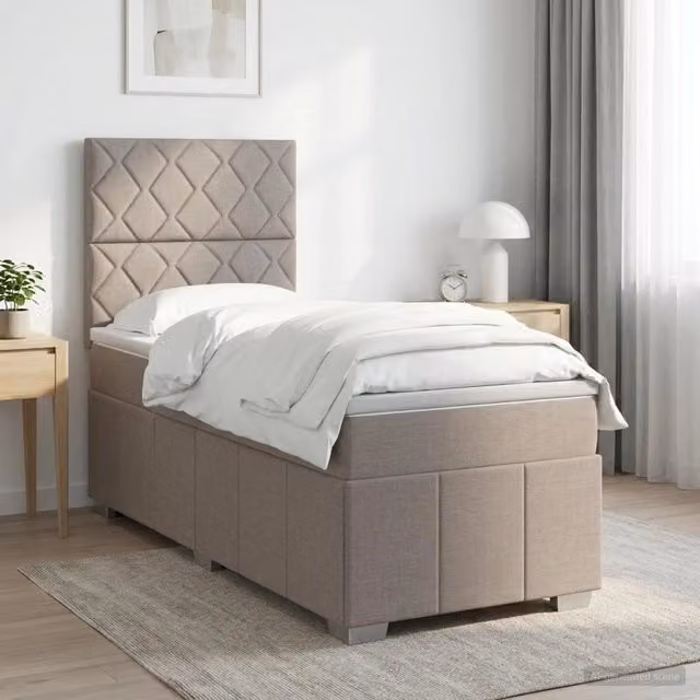 Letto box spring con materasso vidaXL in tessuto beige L 100 x P 200 cm – 1