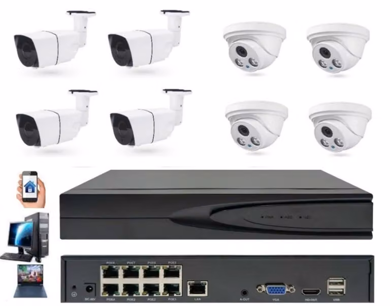 Kit di telecamere di sicurezza per interni ed esterni - 8 telecamere IP da 3.0MP con visione notturna e PoE