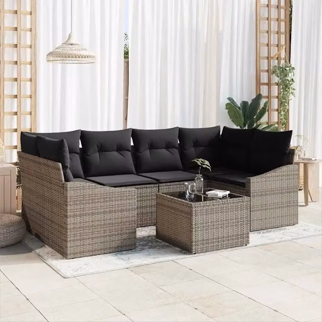 Set di divani 7 pz Grigio polyrattan 3355288