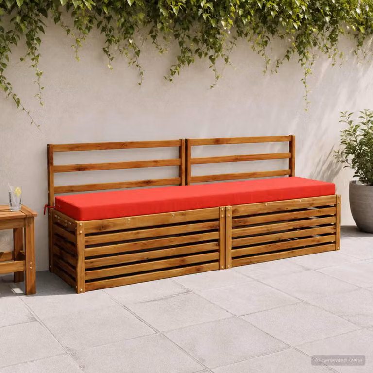 Set di 2 cuscini per panchina vidaXL in poliestere rosso con imbottitura in schiuma e coperture lavabili