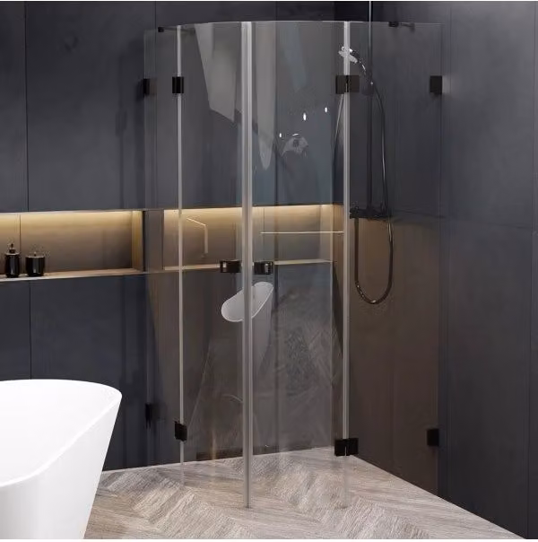 Box Doccia Circolare Riho SCANDIC NXT 309 con Cerniera Nera e Vetro Trasparente L/P/H: 100 x 100 x 200 cm