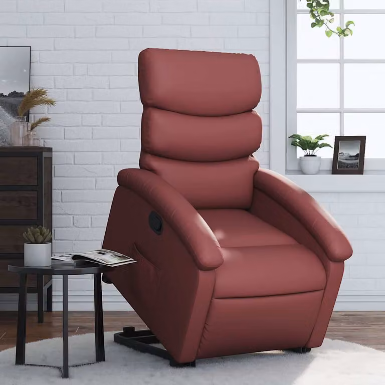 vidaXL Poltrona Alzapersona Reclinabile con Assistenza Elettrica in Similpelle Rossa