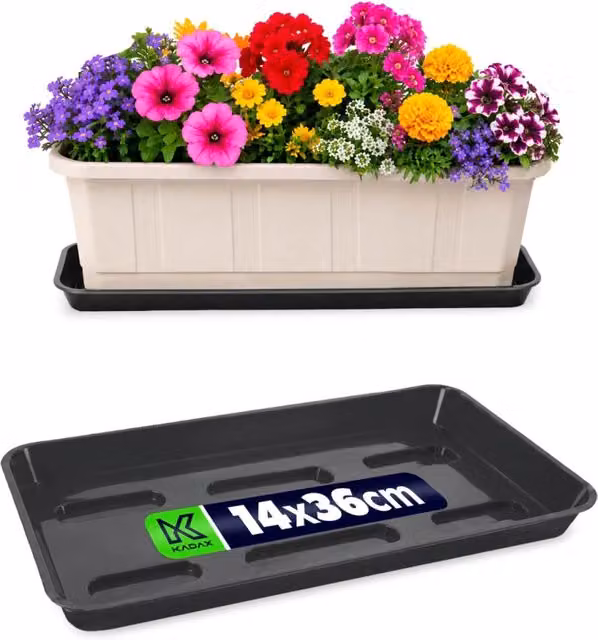 Supporto per vaso da fiori KADAX in plastica per piante da interno o giardino, disponibile in nero o grigio, diametro 14 cm – 1